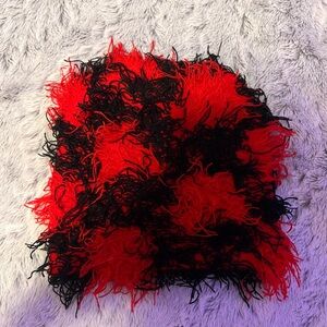 Red and Black Fuzzy Beanie
